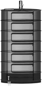 SPONDWILD Herb Drying Rack Hanging Mesh, Large 7 Layer Plant Drying Rack with Door Type Zipper & Closed Storage Compartment for Folding Basket Dryer Fiting in Grow Tents, Garden Outdoor