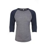 Next Level Adults Unisex Tri-Blend 3/4 Sleeve Raglan T-Shirt (L) (Vintage Navy/Premium Heather)