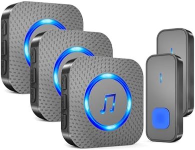 SURFOU Timbre Inalámbrico para Puerta, Wireless Doorbell Impermeable para Exteriores y Interiores, 2 Transmisor y 3 Receptores, 5 Volúmenes Ajustables y 55 Tonos, Alcance a 400 m, LED Flasch, Negro