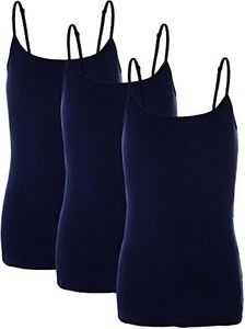 Emmalise PreTeen Training Bra Camisole Wireless Built in Fabric Support Cami (3Pk Navy, Med,90-120 lbs)