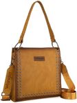 Wrangler Tote Shoulder Bag for Women Western Vintage Two-Tone Studded Solid Satchel Crossbody Purse