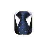 HISDERN Navy Blue Necktie for Men Wedding Checked Tie And Pocket Square Set formal Business