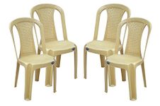 Nilkamal Plastic Armless Chair(Beige, 39x47x89cm) - Set of 4