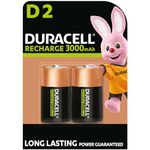 Duracell D Rechargeable Batteries (Pack of 2), 3000 mAh NiMH, Long Lasting Power