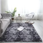 ADVWIN Fluffy Rug, Soft Shag Fluffy Area Rug, Non-Slip Durable Large Floor Carpet, Dark Grey Rectangular Rug for Living Room, Bedroom, Kids Play Room, Dormitory, Hotel (200X230cm)