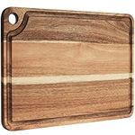 AZRHOM Large Acacia Wood Cutting Board for Kitchen, Butcher Block for Meat and Cheese, Chopping Board with Hanging Hole and Groove 18x12 Inch