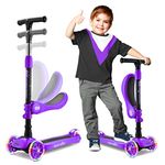 3 Wheeled Scooter for Kids - 2-in-1 Sit/Stand Child Toddlers Toy Kick Scooters w/Flip-Out Seat, Adjustable Height, Wide Deck, Flashing Wheel Lights, Great for Outdoor Fun -SLKS33 (Violet)