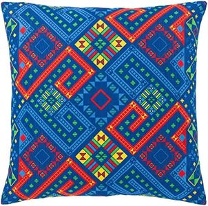 Mark&Day Pillows - Habay Bright Blue Decorative Throw Pillow Cover for Couch Sofa Bed - 18x18 Global Home Decor Cushion Covers for Living Room Bedroom (18" H x 18" W, Down Insert)