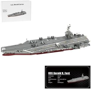 WOWOBONTOY Aircraft Carrier Building Block Set, 1/300 WW2 Gerald R.Ford Nuclear-Powered U.S. Navy Warship MOC Collectible Display Set, Battleship Model for Adults Enthusiasts, MOC-192566 (6361PCS)