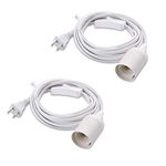 Cable Matters 2-Pack Hanging Light Cord (Light Socket with Cord) with On Off Toggle Switch in White - 15 Feet