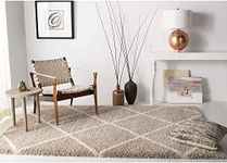 REYAZ HANDICRAFTcarpet Soft Modern Shag Area Rugs Fluffy Living Room Carpet Comfy Bedroom Home Decorate Floor Kids Playing Mat 2 Feet by 6 Feet, Beige Ivory Tiles