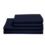 600TC Sateen Luxury 5 Piece Bedsheet Set - 1 Flat Bedsheet, 1 Fitted Bedsheet 10" Deep Pocket, 1 Zippered Duvet (Rajai) Cover & 2 Pillow Covers - Navy Blue Solid, King Size, 100% Egyptian Cotton.