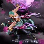 Trunkin Rubber | One Piece Roronoa Zoro Battle Mode Action Figure | Three Thousand World Anime Figure Doll Model Statue | Anime Pvc Figurine, Multi Colour, Large