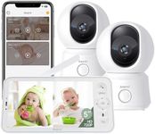 ARENTI Dual Baby Monitor with Two Cameras,Split Screen,Samrt Wi-Fi,App Control,360°Pan&Tilt,5'' Display & Night Vision,Soothing Sounds,2-Way Talk, Temperature & Motion Detection,3350mAh Battery Life