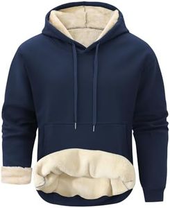 Gihuo Men's Warm Crewneck Sweatshirt Winter Sherpa Lined Fleece Sweatshirt Pullover Tops (02 Navy, X-Small)