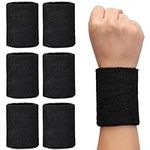 H&S Sweat Bands Men Women Wrist 6pcs Wristbands Sweatbands Absorbent For Gym Sports Tennis Running - Wrist Sweatband - Sport Sweatband - Gym Wrist Bands Men - Sweatband Women - Wrist Sweatbands