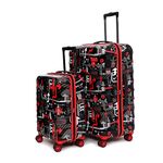 uppercase JFK Trolley Bag Set of 2 (S+L) | Cabin & Check-in Luggage | Hardsided Polycarbonate Printed Luggage | Combination Lock | 8 Wheel Suitcase for Men & Women | 2000 Days Warranty (Black)