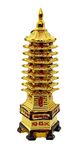 Natchcart Exclusive Fengshui Set of 1 Golden Polyresin Education Tower for Education and Academic Success & Positive Energy for Children (ET-2580)