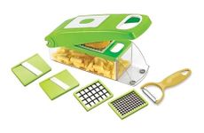 Tekcool 9 in 1 Multipurpose Chopper, Fruits & Vegetable Cutters, Grater Peeler Chipser, Unbreakable Food Grade Body, Easy Push to Clean Button Slicer Dicer, Chopper for Kitchen (Green, Plastic)