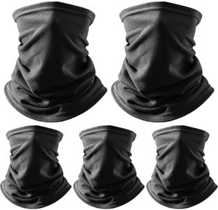 ICOOCI 5-Pack Winter Neck Warmer，Fleece Face Cover Mask Scarf for Cold Weather， Skiing, Cycling, Outdoor Sports