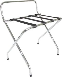 USTECH Single Tier X-Shape Folding Luggage Rack with High Back | Durable Metal Stand & Heavy-Duty Nylon Straps for Guest Room Storage & Suitcase Holder | Perfect for Bedroom & Closet