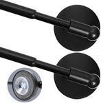 Heavy Duty Magnetic Curtain Rods for Metal Door (16-28" Pack 2 Black) Magnetic Cafe Curtain Rod with Strong Magnet & Suction-Cup (Patent Pending)