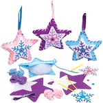 Baker Ross FE787 Winter Star Sewing Kits - Pack of 3, Sewing Set for Children,Creative Activities for Kids, Ideal Christmas Arts and Crafts Project,Blue,Pink,Purple