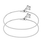 Silver Style Women's Sterling Silver Shell and Heart Charm Box Chain Anklet by ACPL, 1 Pair