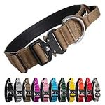 TSPRO Premium Dog Collar with Handle Thick Dog Collar Adjustable Dog Collar Heavy Duty Quick-Release Metal Buckle Dog Collar for Small or Medium to Extra Large Dogs(L-Khaki)