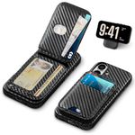 TUCCH Wallet Case for iPhone 16 with [Detachable] Magnetic Card Holder Adjustable Stand PU Leather [Magnetic Wireless Charging] [RFID Blocking] Protective Cover with iPhone 16 6.1", Black Carbon Fiber