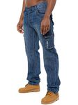 BRAND KRUZE Mens Cargo Combat Denim Jeans KZ103 Work Trousers Pants All Waist Sizes MSW 34 S Blue