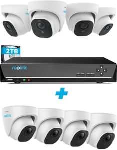 Reolink 4K PoE Security Camera System Bundle, 8pcs 8MP Person/Vehicle Detection Smart PoE IP Cameras, a 8CH NVR Pre-Installed with 2TB HDD(Include 4 x 18M Cat5 Cable)