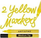 ARTISTRO 2 Acrylic Paint Pens for Rock Painting Ceramic Wood Glass Tire Plastic, Fabric Marker Paint Markers Ideal for Labeling DIY Crafts Art Projects, 3mm Medium Tip, Yellow