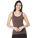 Amante Women's Solid Regular Fit Vest (LIN77101_Cacao Nibs