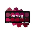 Swiss Beauty All About Lip Palette With 10 Pigmented Colors |Creamy Matte Finish Lip Colors Lipstick |Travel Friendly Lip Palette | Multicolor-02, 12gm