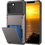 for iPhone 12 Case, iPhone 12 Pro Case with Card Holder[Store 5 Cards] Wallet Case with Hidden Card Slot, Heavy Dual Layer Shockproof Protective Phone Cover Case for iPhone 12/iPhone 12 Pro,Grey