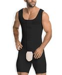 NonEcho Men Shapewear Tummy Control Full Body Shaper Slimming Bodysuit Plus Size, Black(buckle), X-Large