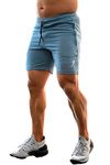 Athletic Slim Fit Training and Gym Shorts for Men with Zipper Pockets (Small, Blue)