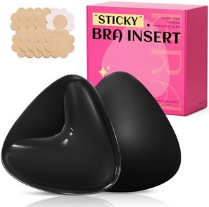 Dandelion Pact Double Sided Sticky Bra Inserts, Invisible Push Up Sticky Bra Pads for Large Breasts, Stick on Bra for Bikini Swimsuits (Large, Black)
