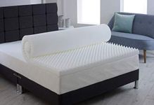 2" (50mm) Deep Double Bed Size Visco Memory Reflex Mattress Topper Profile, Egg Shell Crate Box, Orthopaedic, Support, Plain Relief (Single, without cover)