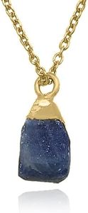 Blue Sapphire Necklace for Women, Premium Gold Raw Stone Necklaces - Tarnish Free 18K Gold Vermeil Certified S925 Classic Statement Necklace Gold Jewelry for Women - Mothers Day Gifts for Mom Wife