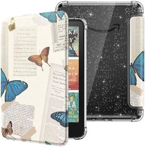MoKo Case for 7" Kindle Paperwhite 12th Gen 2025/2026 & Kindle Colorsoft 2024/2025,Glitter Clear Kindle Case, Flexible Clear Soft TPU Back Cover Light Shell with Auto Wake/Sleep, Vintage Butterfly
