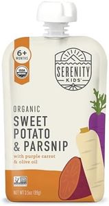 Serenity Kids 6+ Months Veggie Puree USDA Organic Baby Food Pouches - No Sugary Fruit or Added Sugar - 3.5 oz BPA & Allergen Free - Sweet Potato & Parsnip - 12 Count