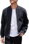 COOFANDY Mens Casual Bomber Jacket Vintage Suede Faux Leather Trucker Jackets