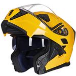 ILM Modular Motorcycle Helmet Full Face for Adult Casco para Moto Flip up Dual Visor DOT Model 906(Yellow,Small)