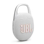 JBL Clip 5 - Ultra-Portable, Waterproof and Dustproof Bluetooth Speaker, Integrated Carabiner, Up to 12 Hours of Play, Made in Part with Recycled Materials (White)