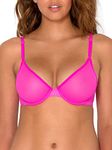 Smart & Sexy Women's Sheer Demi Underwire Bra, Electric Pink (Mesh), 34DD