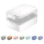 linoroso Stackable Bento Box Adult Lunch Box | Meet All You On-the-Go Needs for Food, Salad and Snack Box, Premium Bento Lunch Box for Adults Include Utensil Set, Dressing Containers - Chalk White