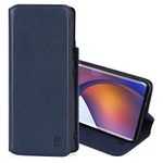 32nd Classic Series 2.0 - Real Leather Book Wallet Flip Case Cover For Motorola Moto Edge 30 Fusion, Real Leather Design With Card Slot, Magnetic Closure and Built In Stand - Navy Blue