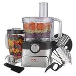 Cooks Professional Food Processor 1000W | Multifunctional Kitchen Chopper & Blender for Chopping Slicing Grating Kneading Blending | 2L Mixing Bowl & 1.8L Blender Jug | Black & Silver